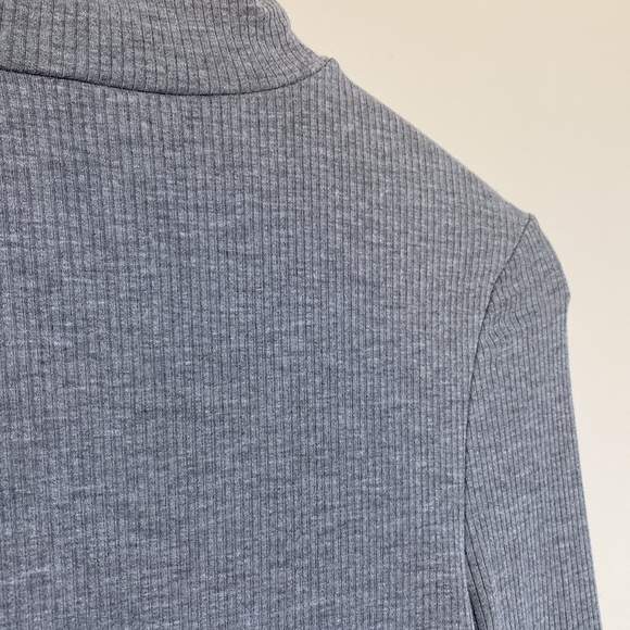 Grey Topshop Ribbed Mock Neck Bodysuit - Picture 2 of 6
